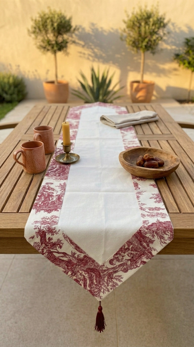 Toile Bugundy Panel Runner