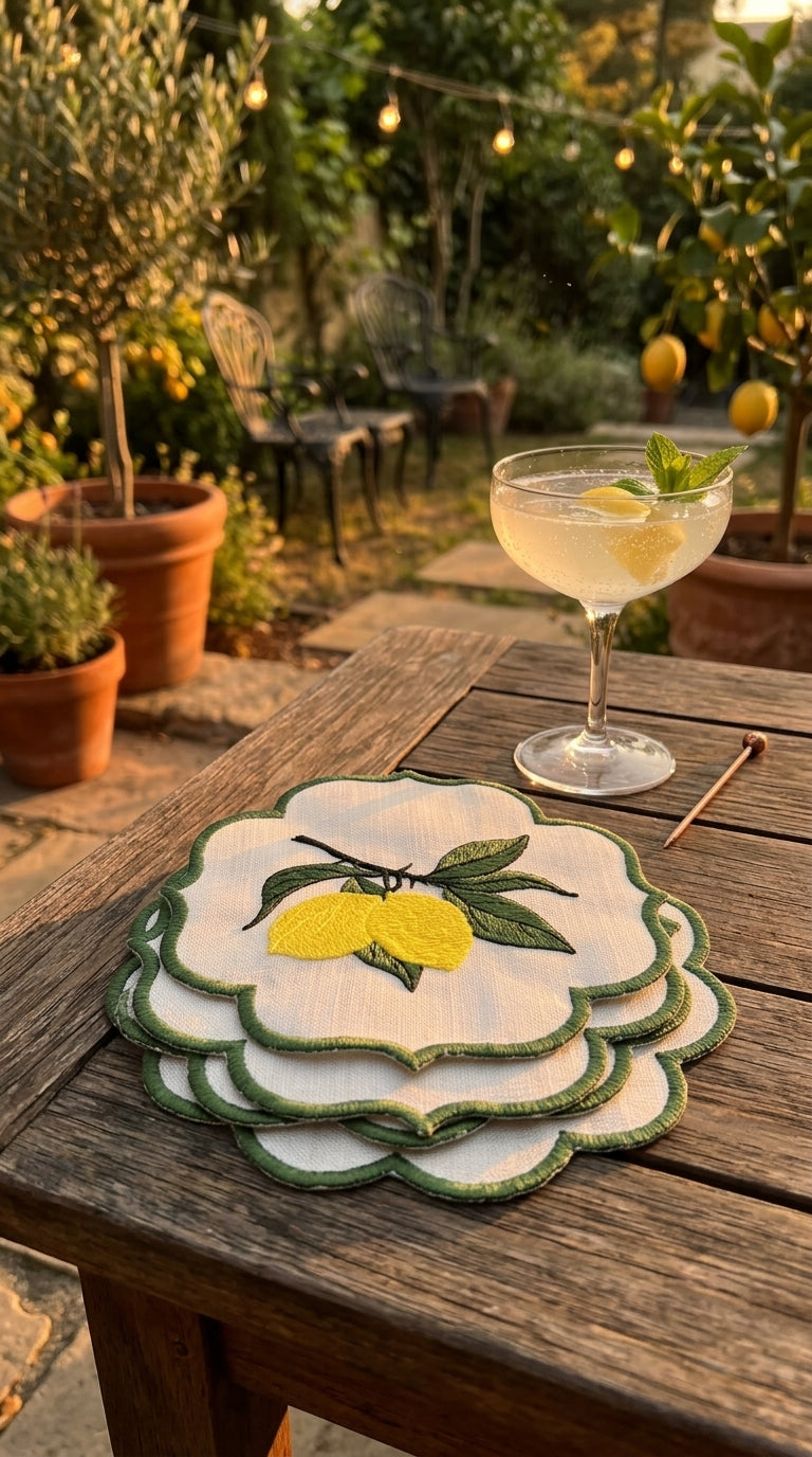 مناديل الكوكتيل المطرزة من Limonea