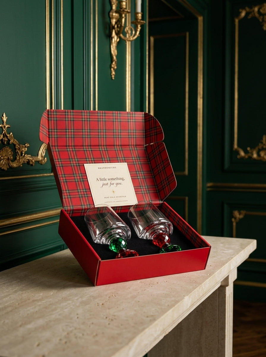 Christmas Classics – Ruby & Emerald Lumi İkili Kristal Bardak Seti