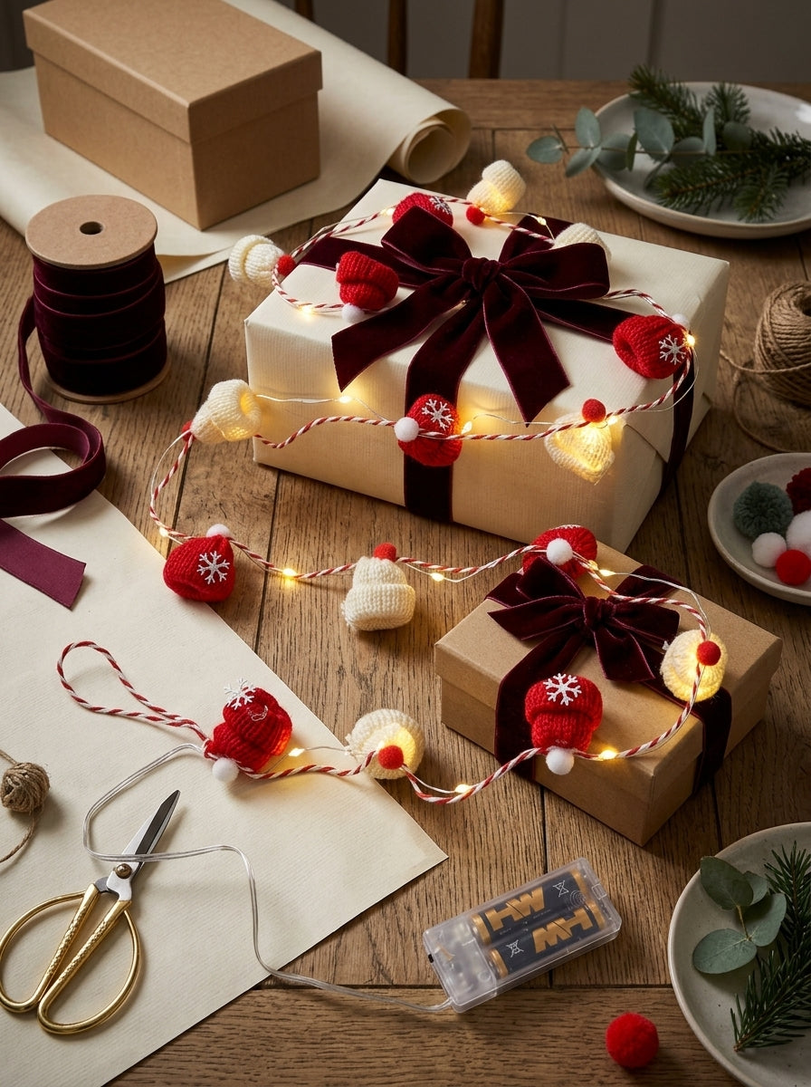 Cozy Christmas 20 LED Örgü Şapkalı Dekoratif Işık Zinciri