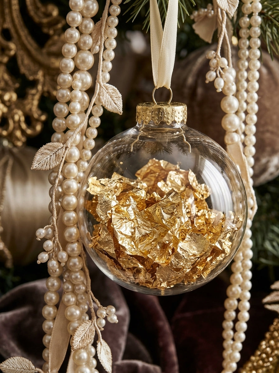 Şeffaf Gold Foil Yılbaşı Ağaç Süsü