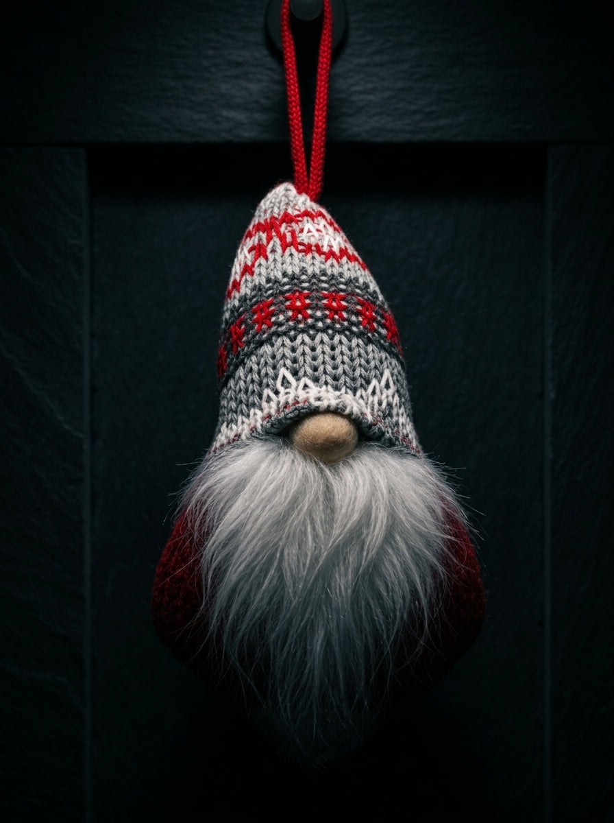Nordic Noel Kırmızı Örgü Şapkalı Gnome Yılbaşı Ağaç Süsü – 16 CM