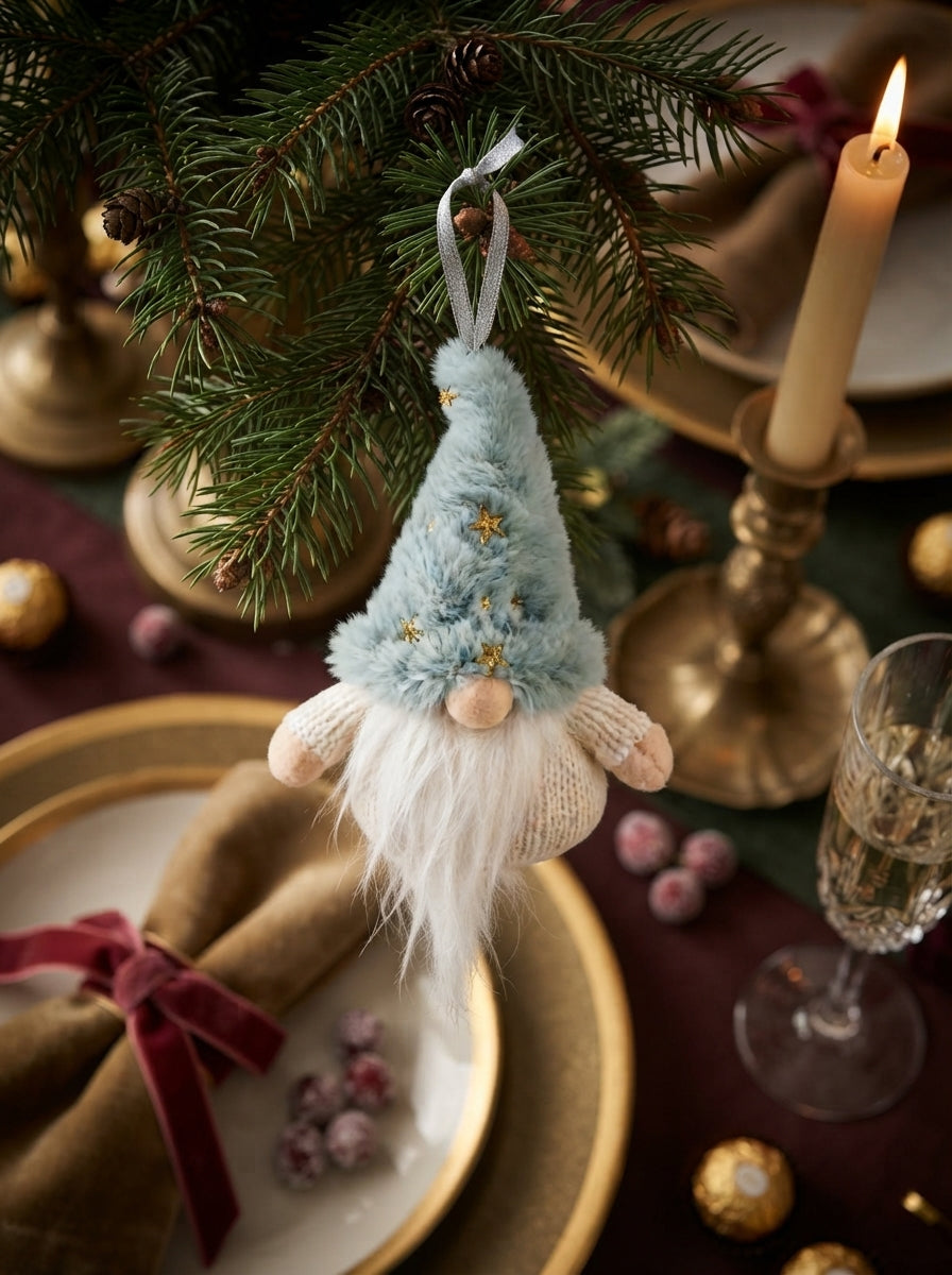 Ice Blue Star Christmas Gnome Peluş Yılbaşı Ağaç Süsü