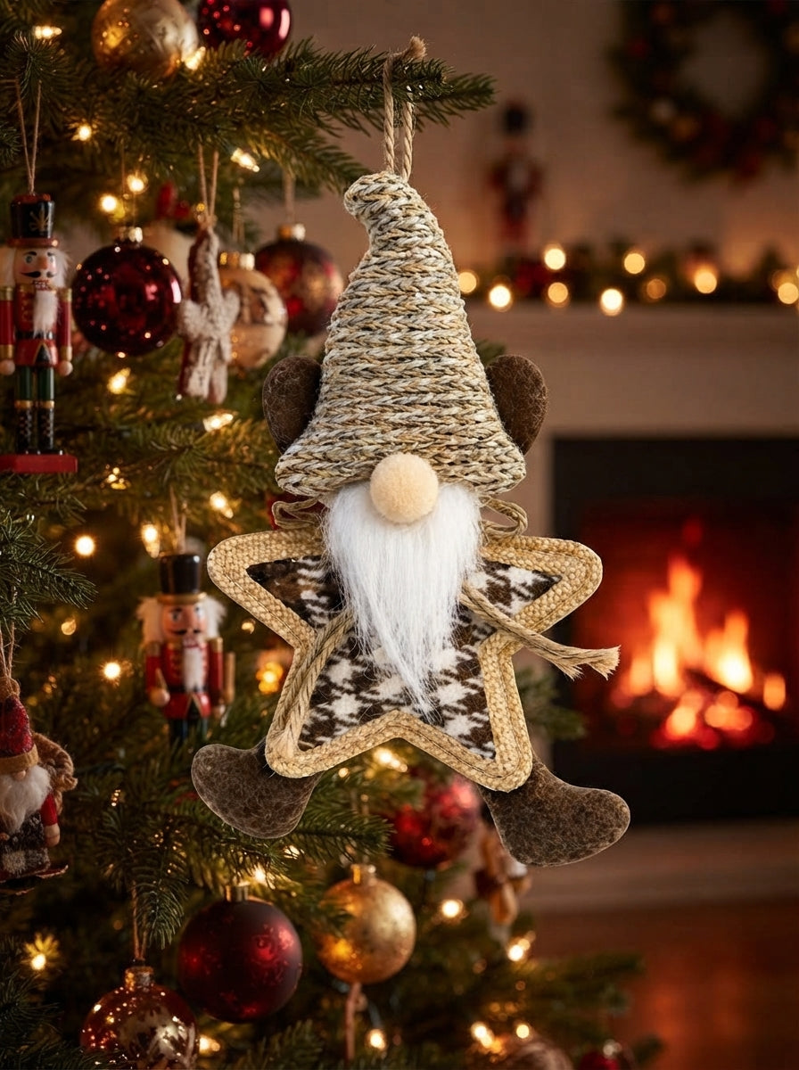 Golden Star Christmas Gnome Peluş Yılbaşı Ağaç Süsü