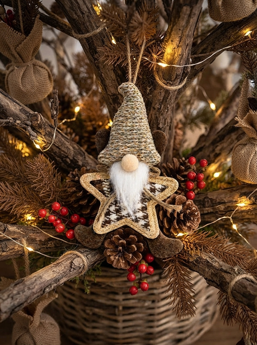 Golden Star Christmas Gnome Peluş Yılbaşı Ağaç Süsü