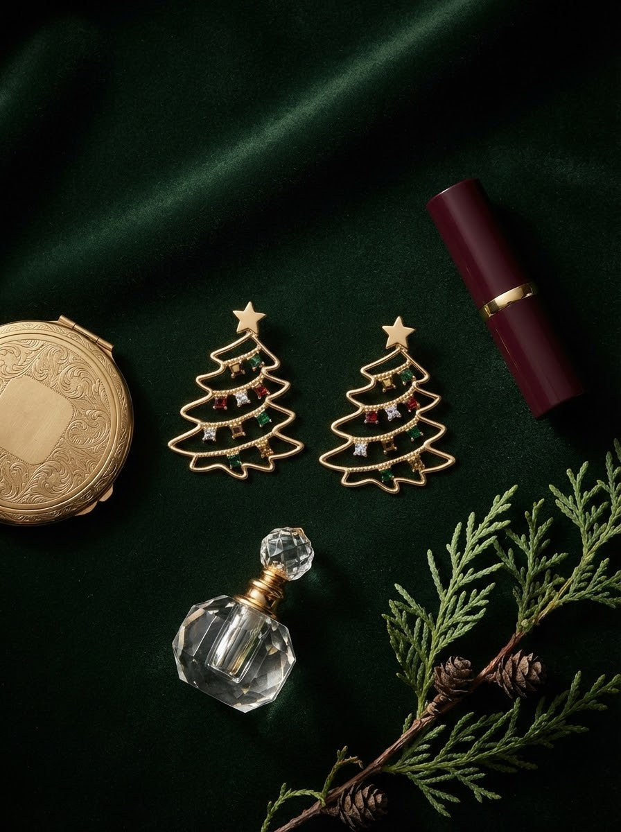 Christmas Jewel Tree Gold Küpe