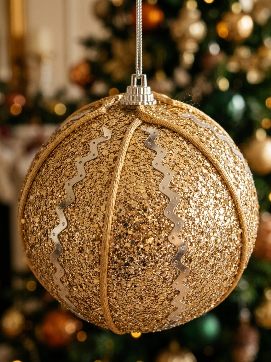 Golden Christmas Glow – Gold Dekoratif Yılbaşı Topu
