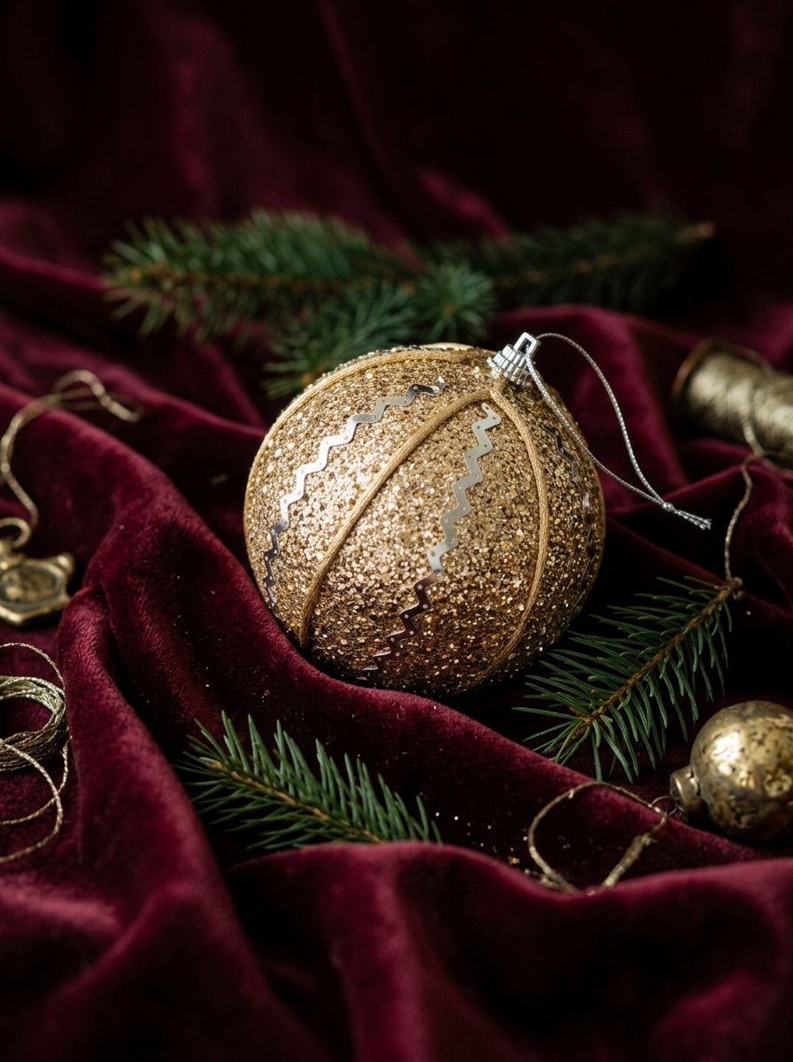 Golden Christmas Glow – Gold Dekoratif Yılbaşı Topu