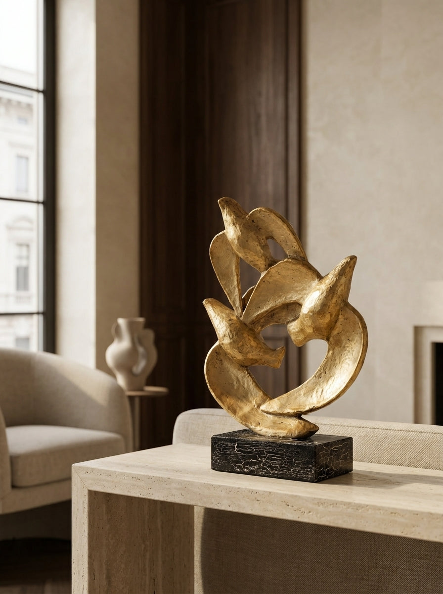 Golden Harmony – Üç Kuşlu Dekoratif Obje