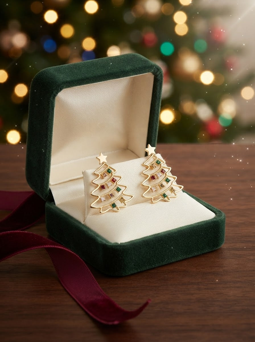 Christmas Jewel Tree Gold Küpe