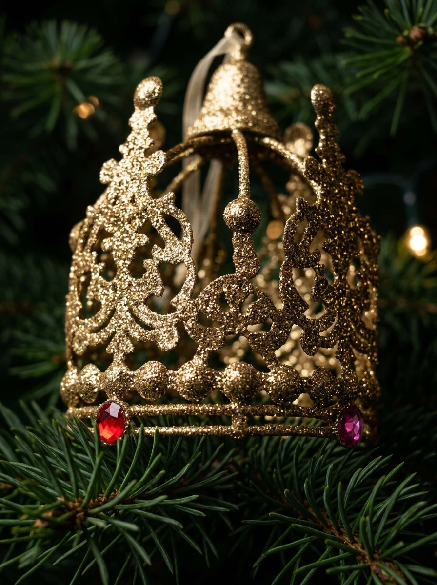 Golden Crown Işıltılı Taç Yılbaşı Ağacı Süsü