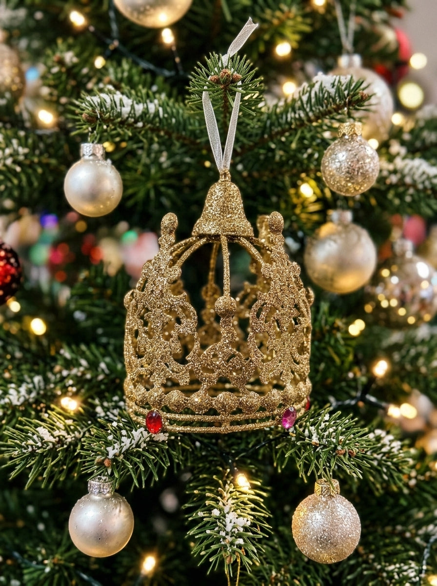 Golden Crown Işıltılı Taç Yılbaşı Ağacı Süsü