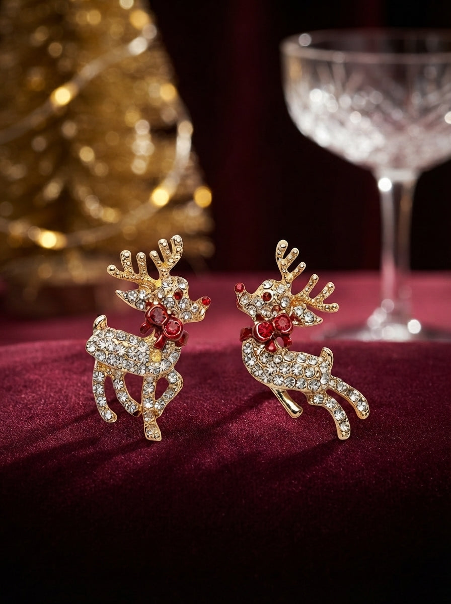 Rudolph Crystal Gold Ren Geyiği Küpe