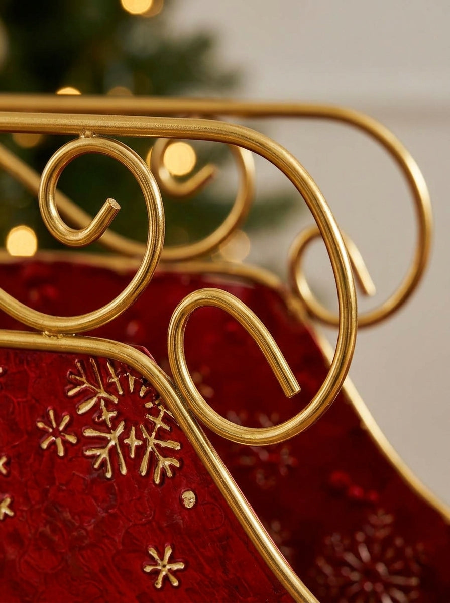 Ruby Snowflake Gold Dekoratif Yılbaşı Kızağı