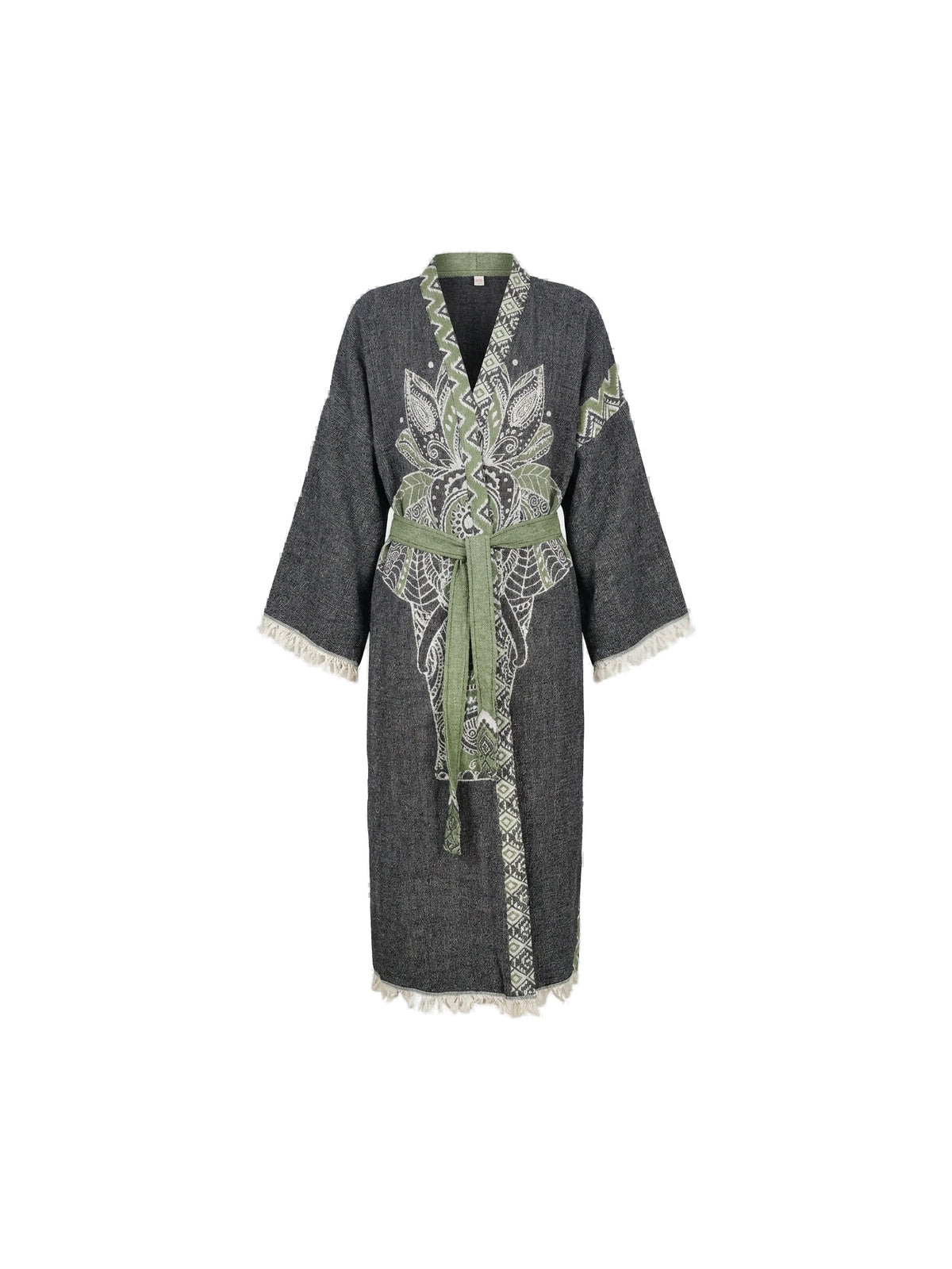 Green-Black Elephant Kimono