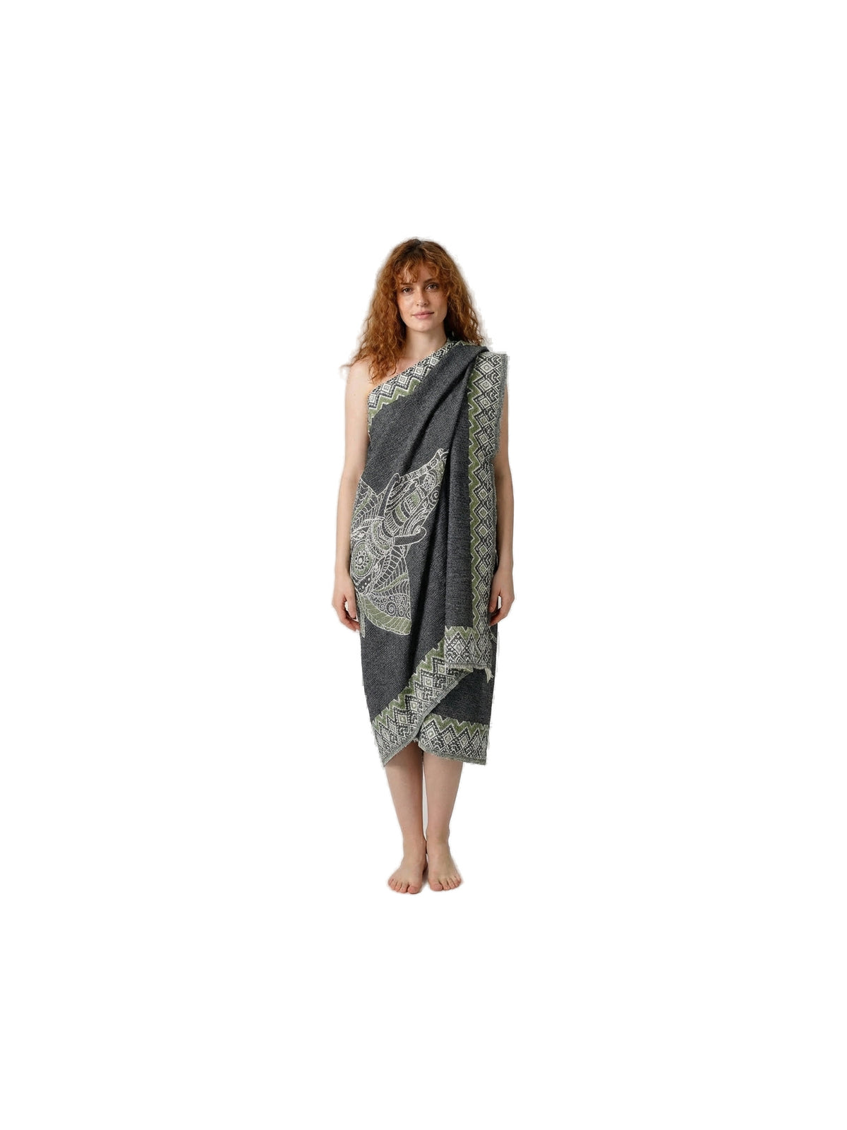 Green-Black Elephant Kimono
