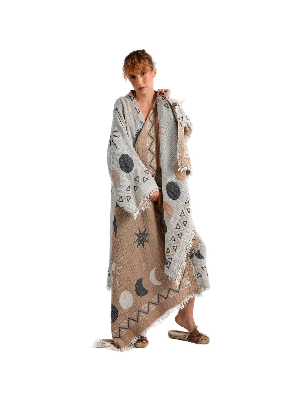 Grey- Brown Sun Kimono & Pestemal Seti