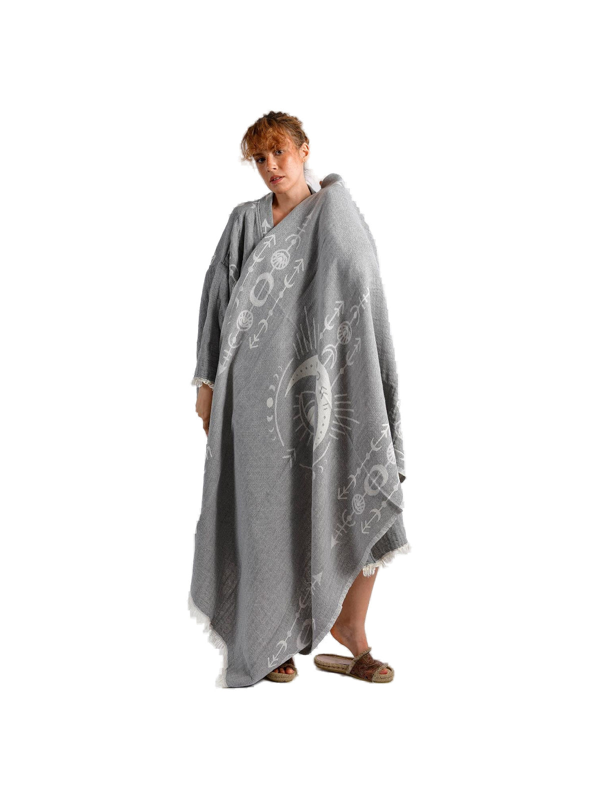 Grey Crescent Eye Kimono & Peştemal Set