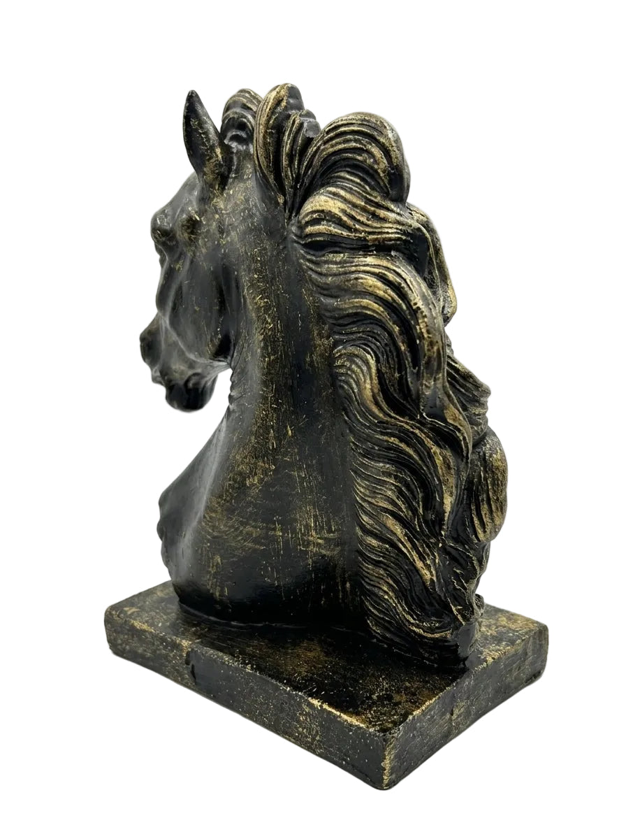 Antik Gold Siyah At Başı Dekoratif Obje