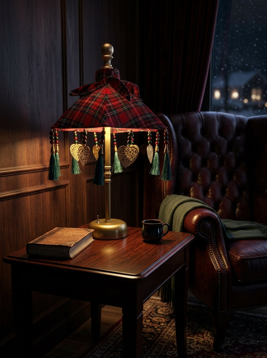 Tartan Christmas Işıklı Mini Bali Şemsiyesi
