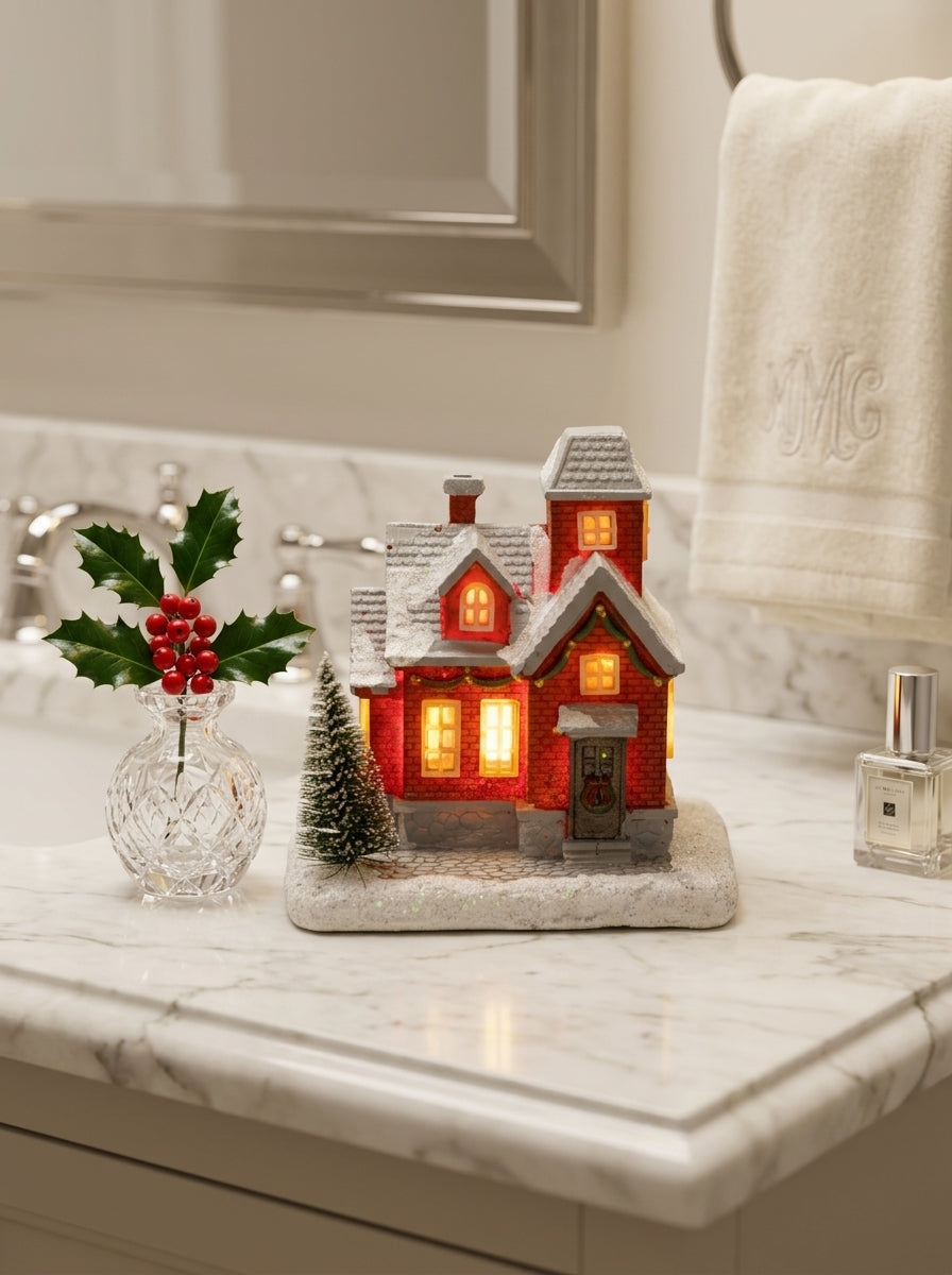 Christmas Village LED Işıklı Kırmızı Yılbaşı Evi