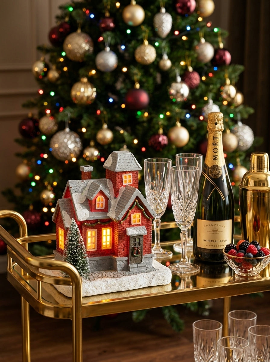Christmas Village LED Işıklı Kırmızı Yılbaşı Evi