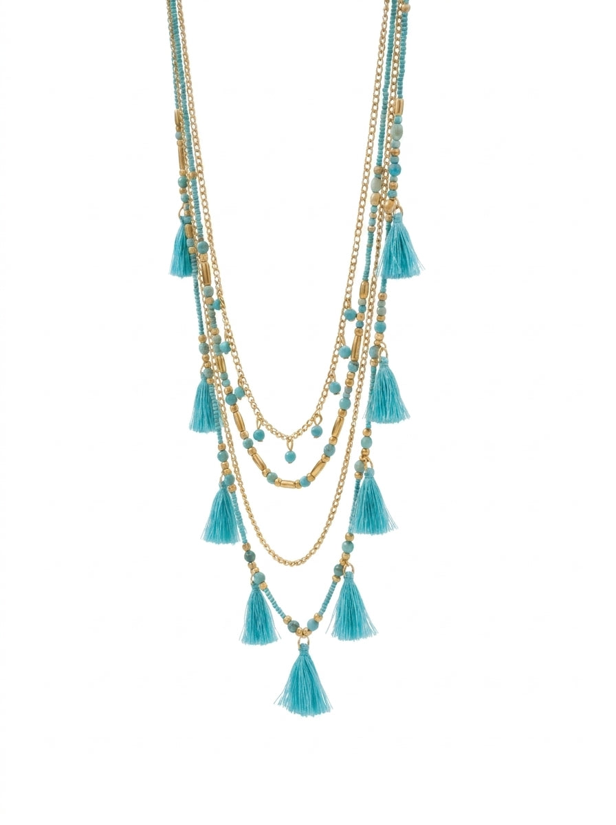 Azure Ethnic Necklace - Blue