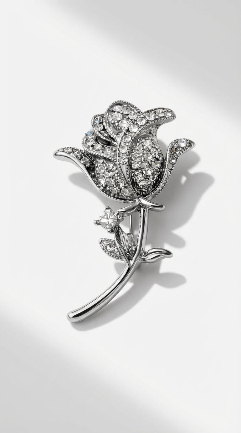 Kristal Çiçek Broş