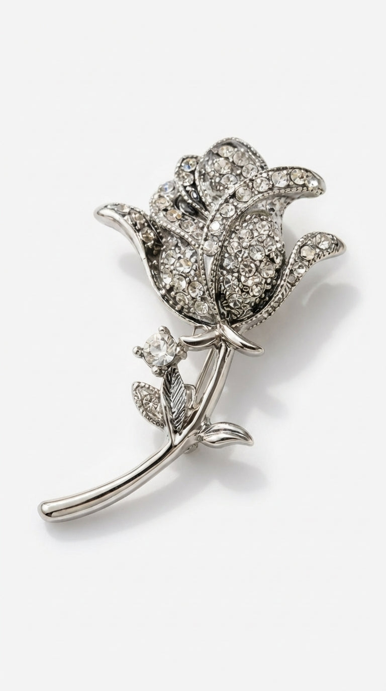 Kristal Çiçek Broş