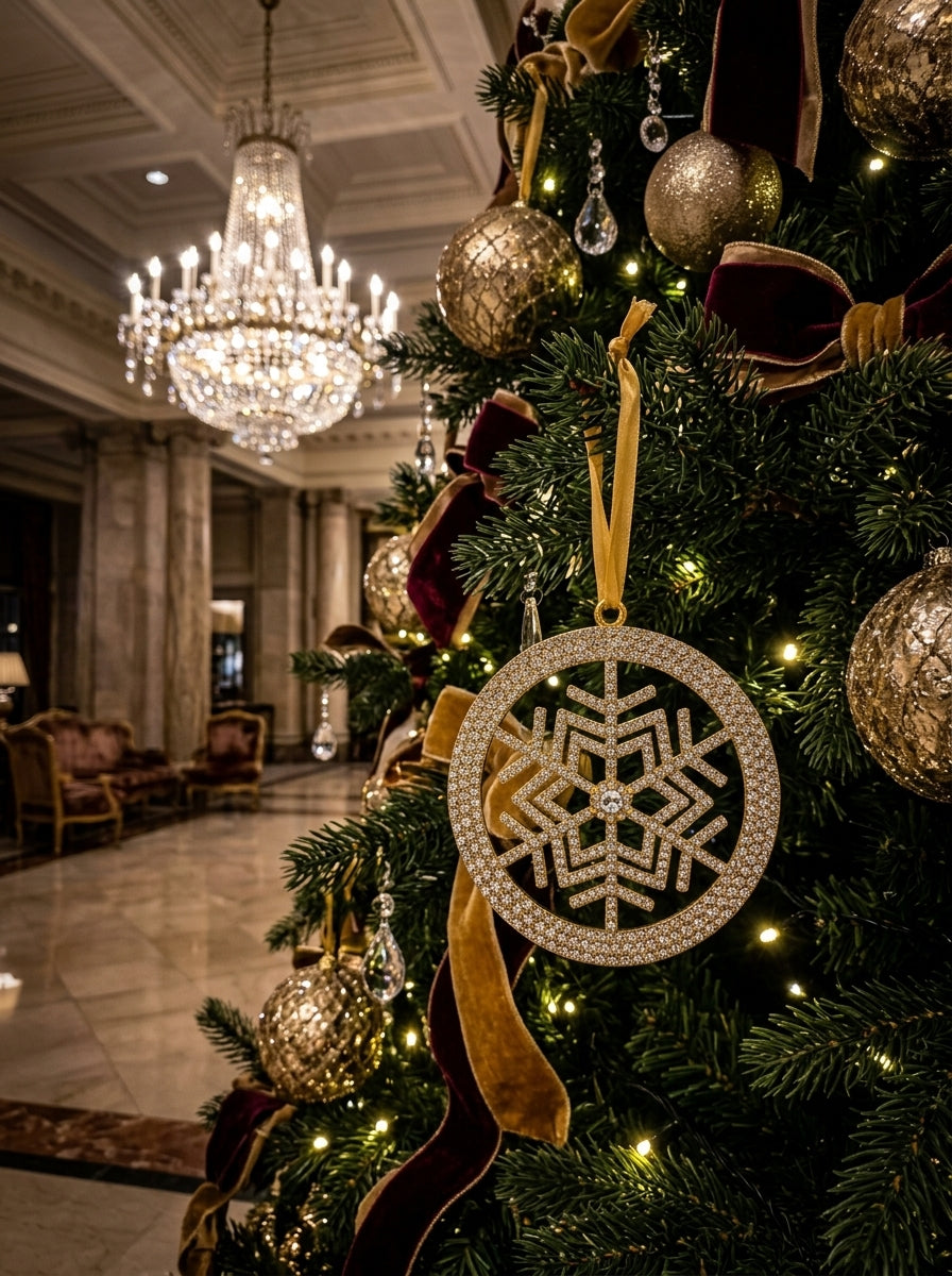 Golden Crystal Snowflake Yılbaşı Ağacı Süsü