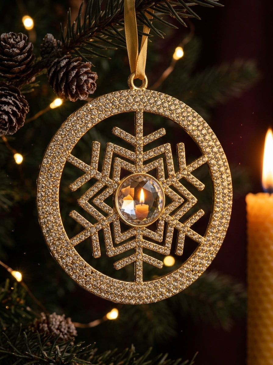 Golden Crystal Snowflake Yılbaşı Ağacı Süsü