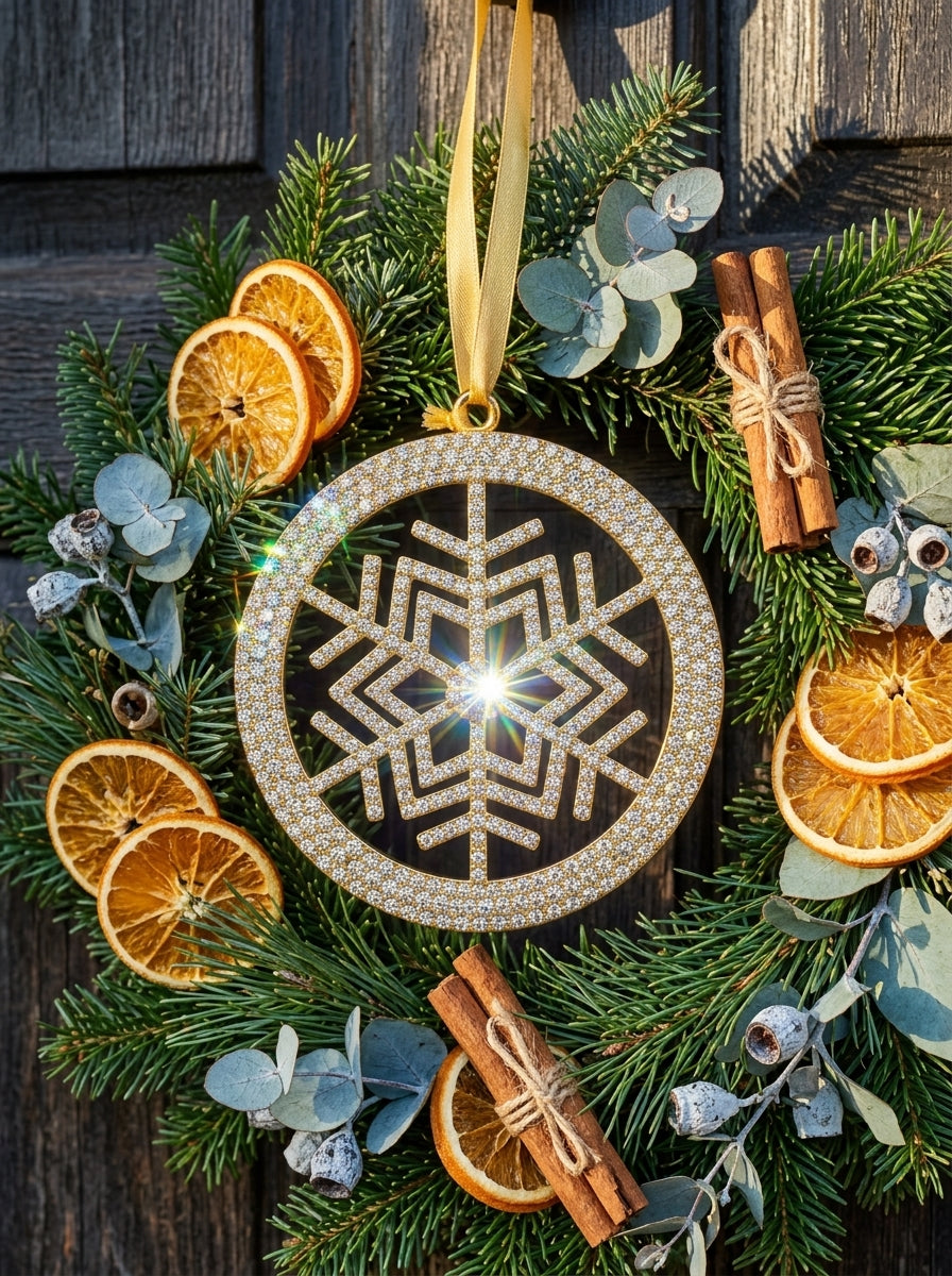 Golden Crystal Snowflake Yılbaşı Ağacı Süsü
