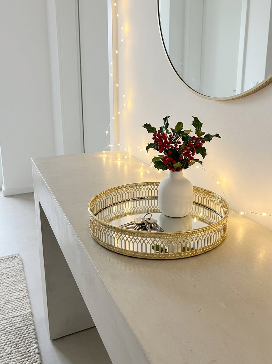 Golden Mirror Dekoratif Aynalı Tepsi