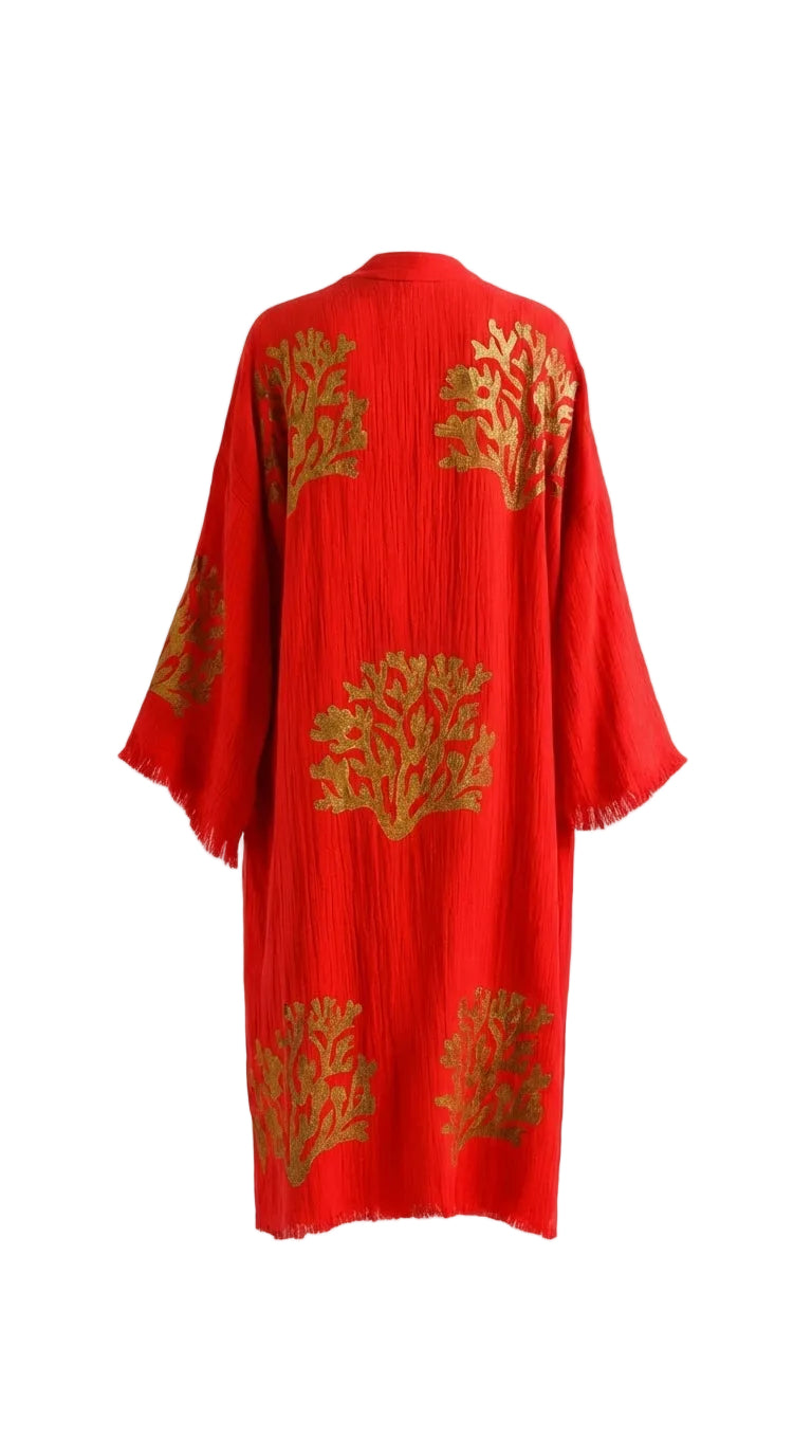 Red Ethereal Coral Kimono