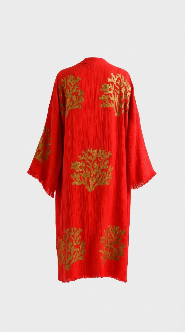 Red Ethereal Coral Kimono