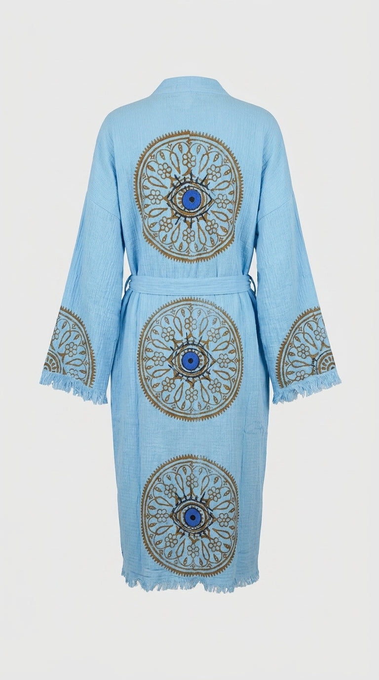 Mandala Eye Kimono- Mavi