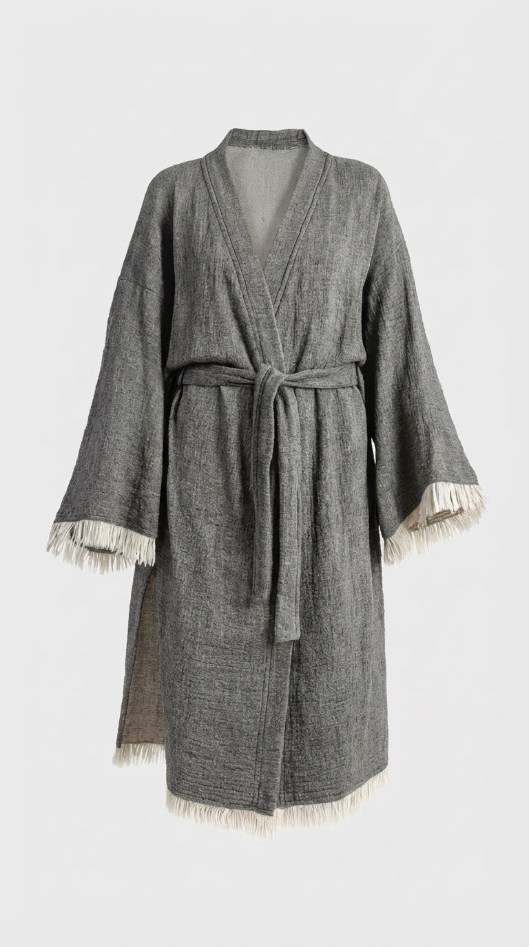 Grey Yırtmaçlı Kimono