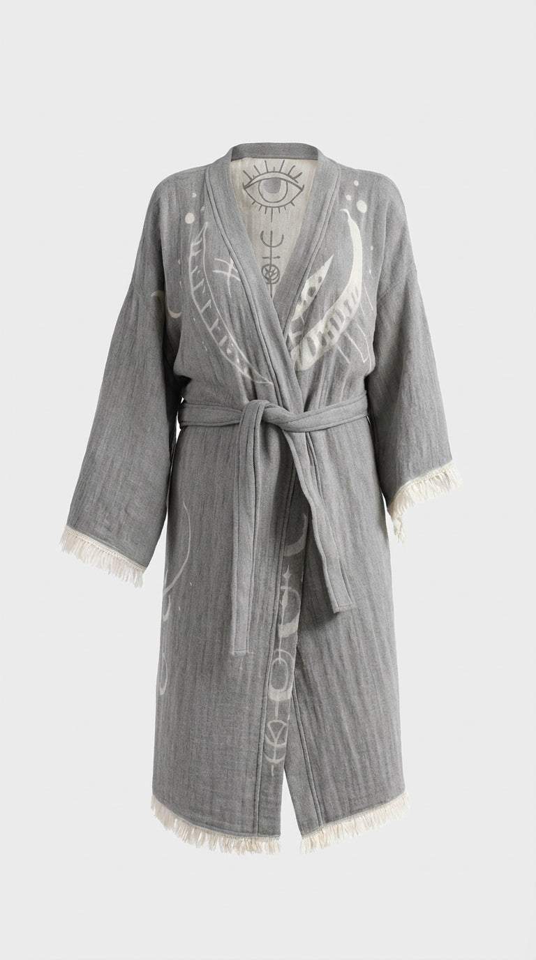 Grey Crescent Eye Kimono