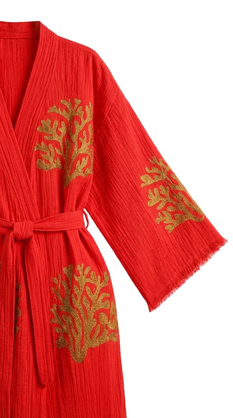 Red Ethereal Coral Kimono