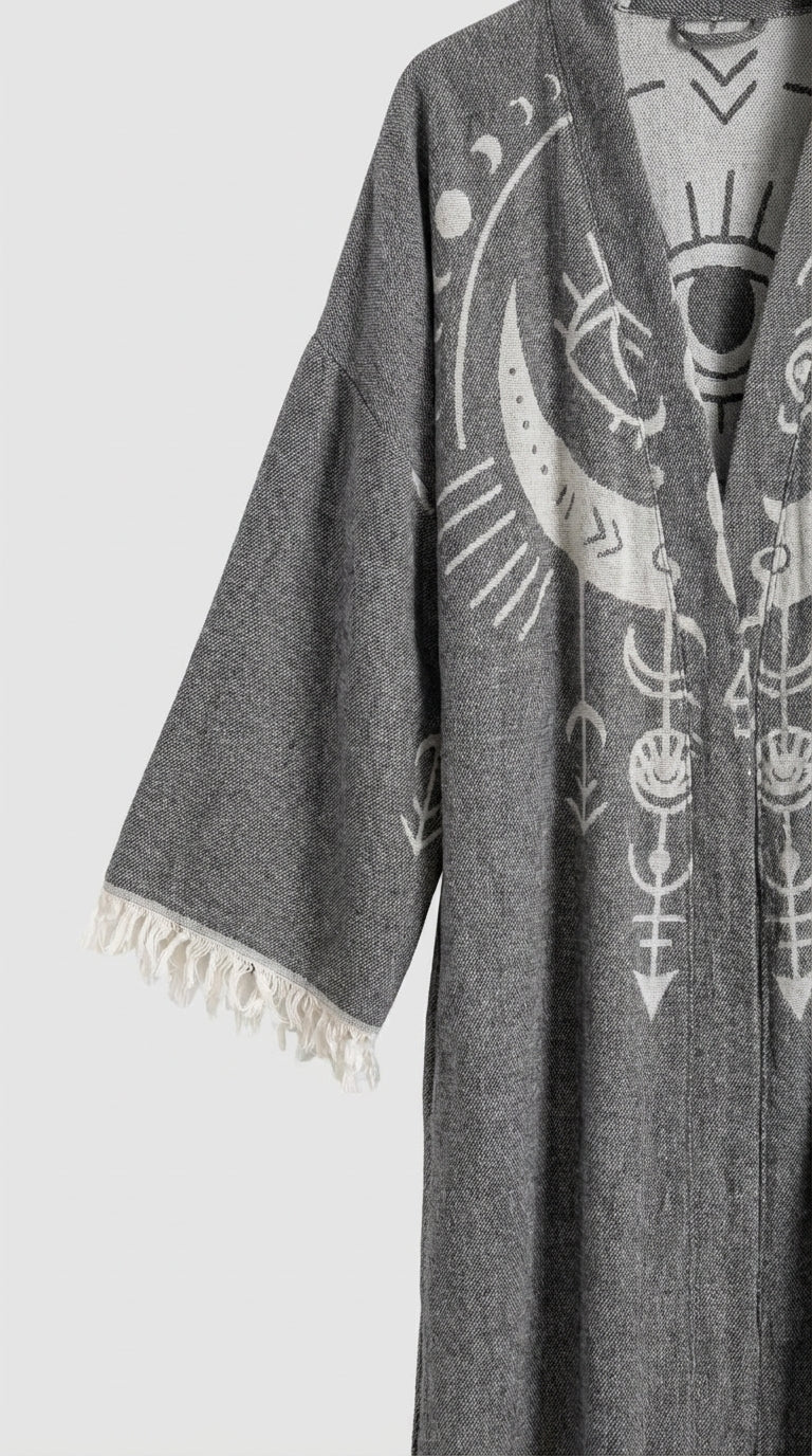 Anthracite Crescent Eye Kimono
