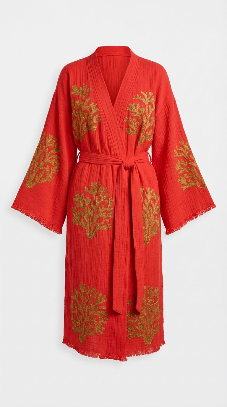 Red Ethereal Coral Kimono