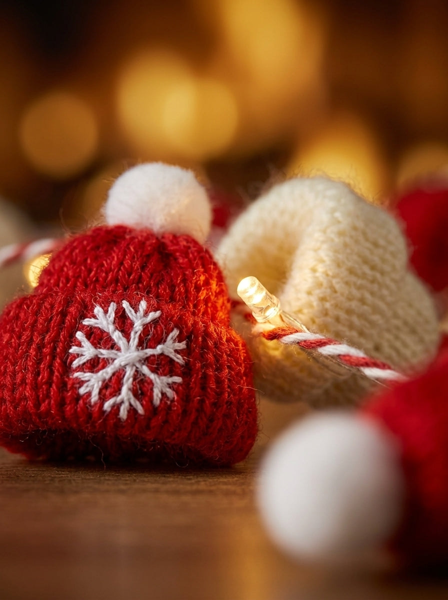 Cozy Christmas 20 LED Örgü Şapkalı Dekoratif Işık Zinciri