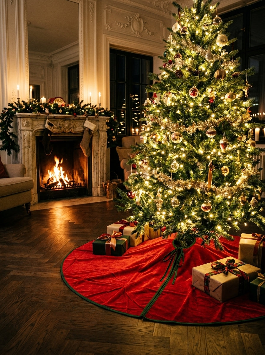 Red Velvet Christmas Kırmızı Yılbaşı Ağacı Alt Örtüsü – 120 CM