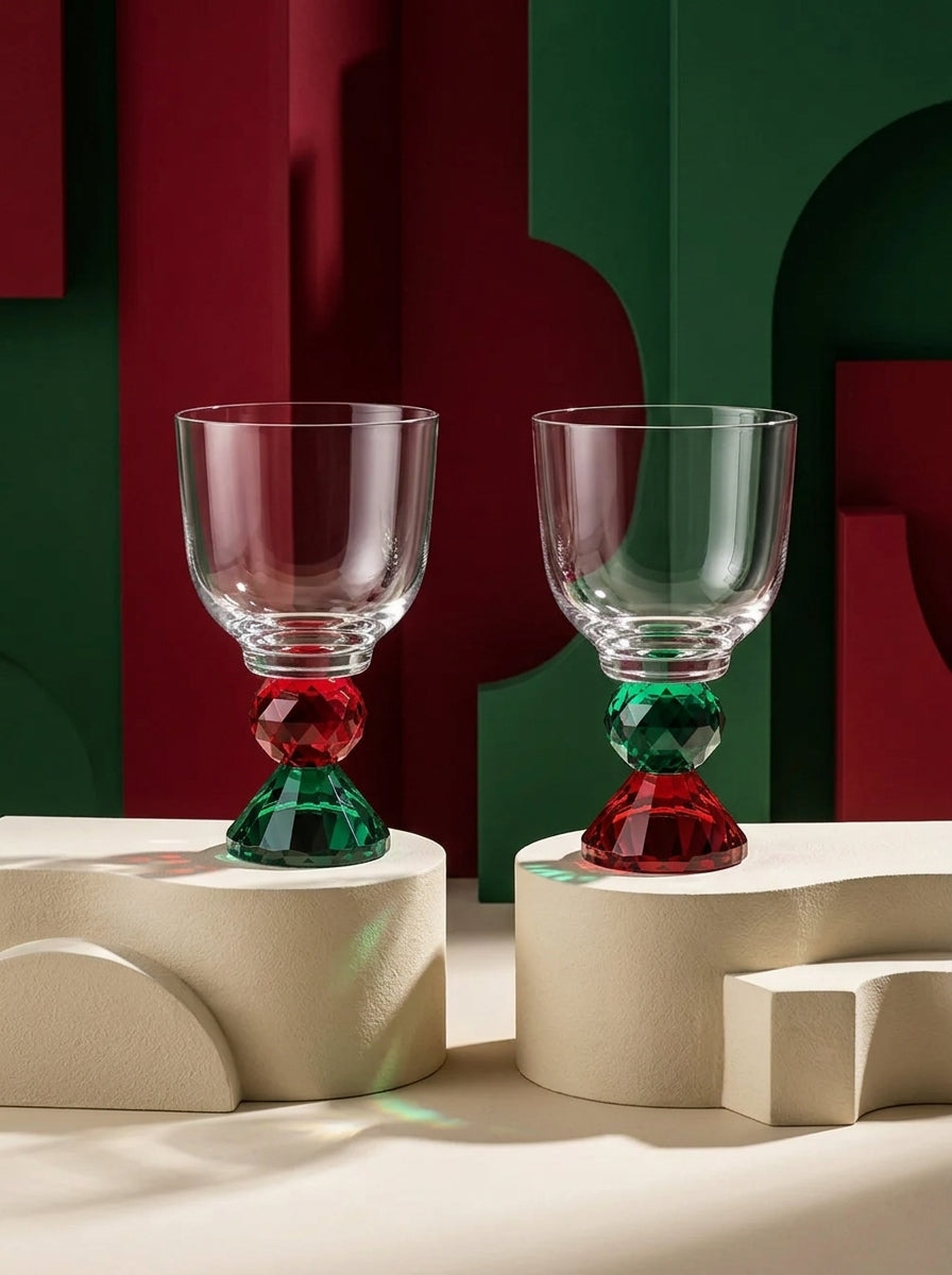 Christmas Classics – Ruby Emerald Emerald Ruby Lumi İkili Kristal Kadeh Seti