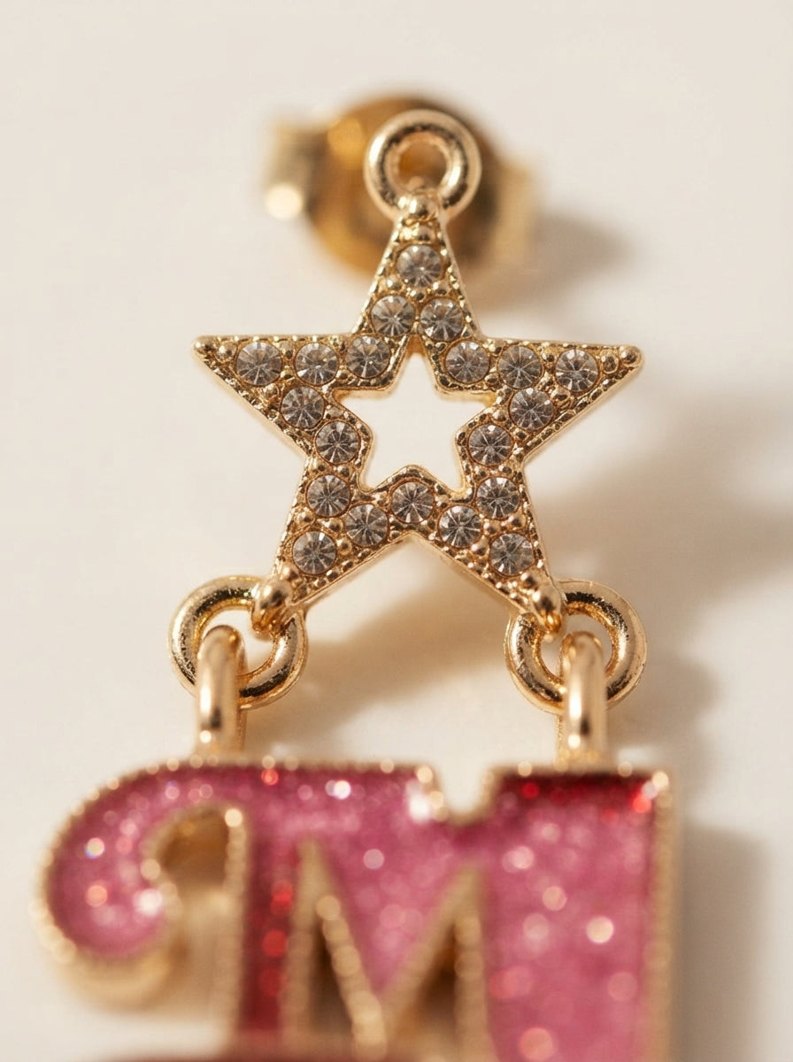 Merry Pink & Red Glitter Christmas Küpe