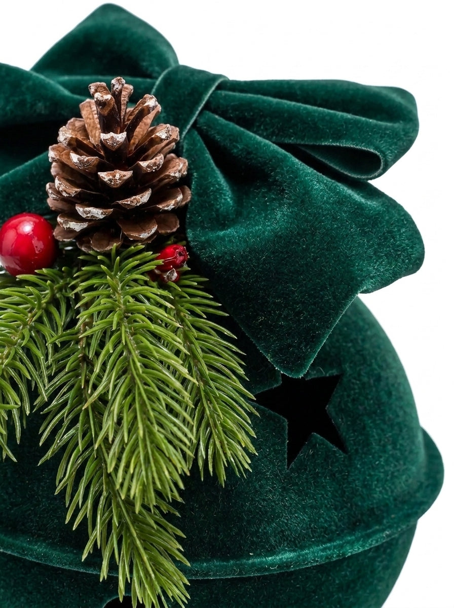 Emerald Noel Kadife Metal Çan - 15 CM