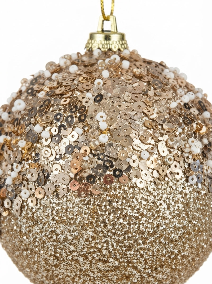 Champagne Pearl Işıltılı Yılbaşı Ağaç Süsü - 10 CM