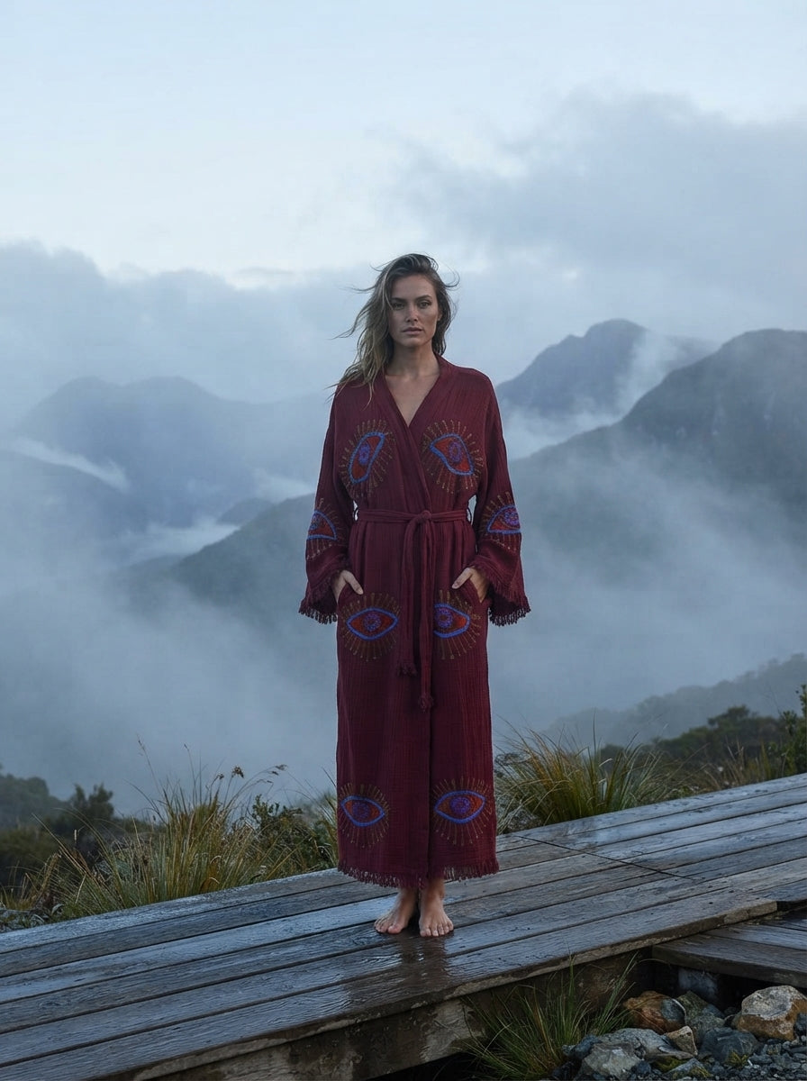 Burgundy VisionGuard Kimono