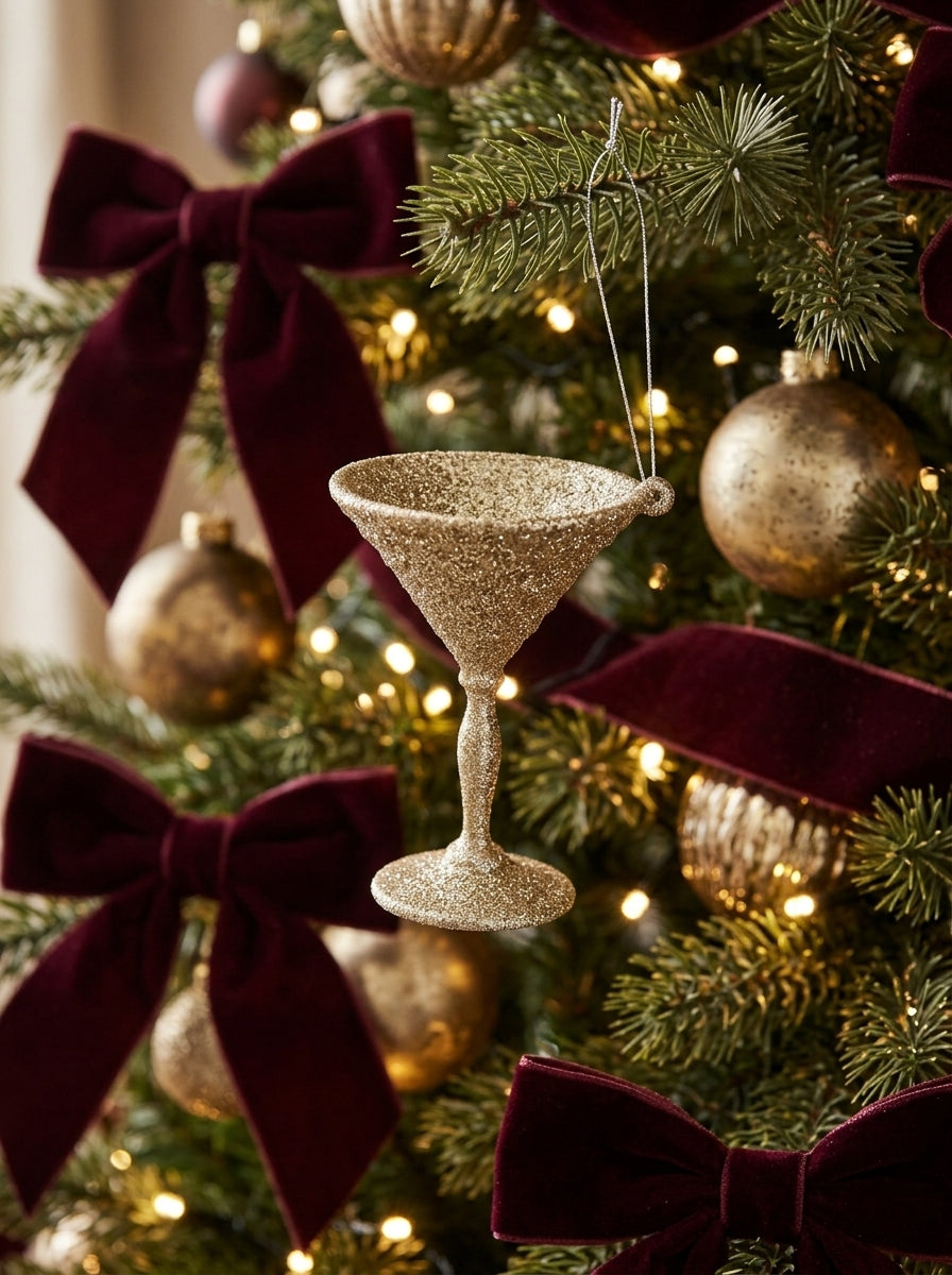 Champagne Martini Glass Yılbaşı Ağaç Süsü - 9 CM