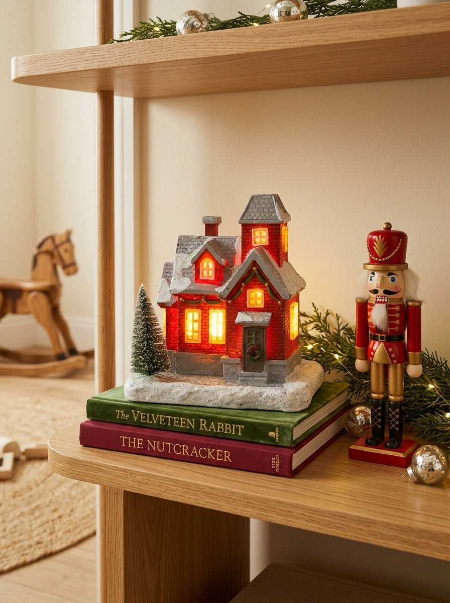 Christmas Village LED Işıklı Kırmızı Yılbaşı Evi